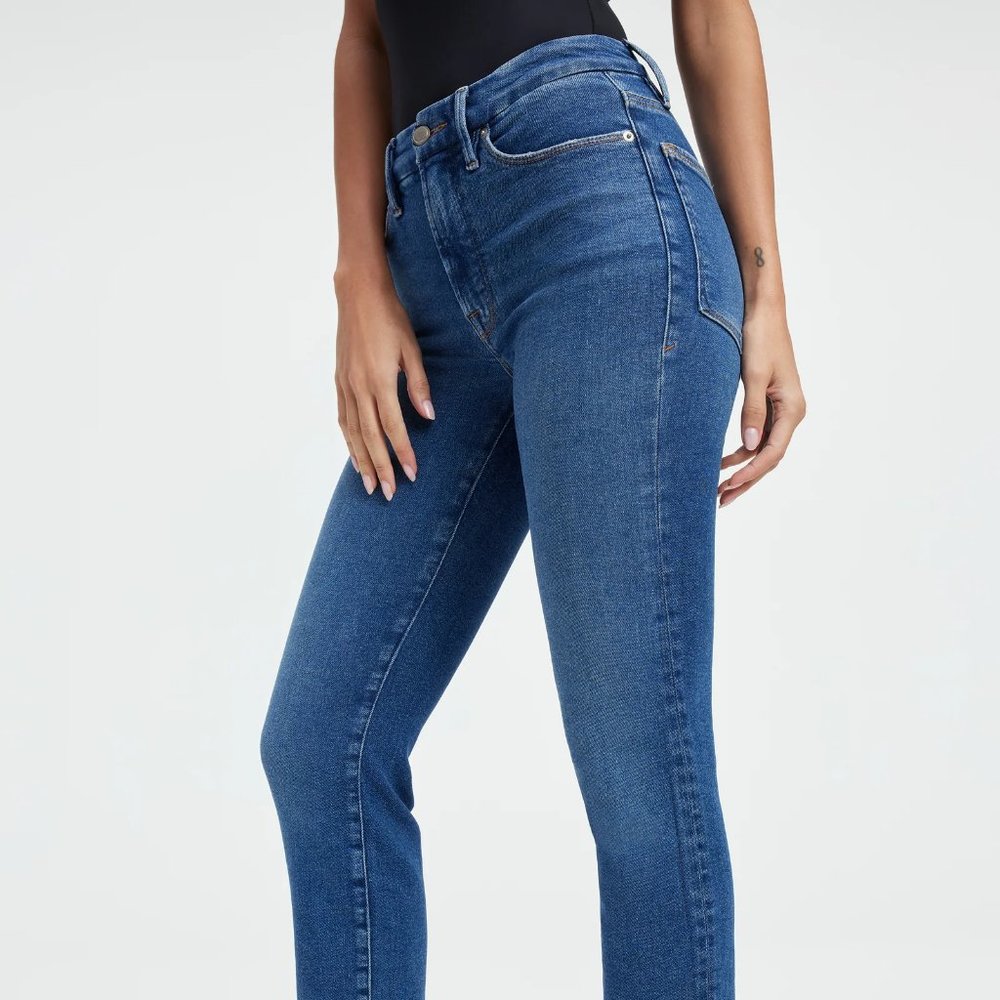 NWT Good American Good Classic Skinny Jeans Cut-Off Raw Hem - Picture 4 of 7